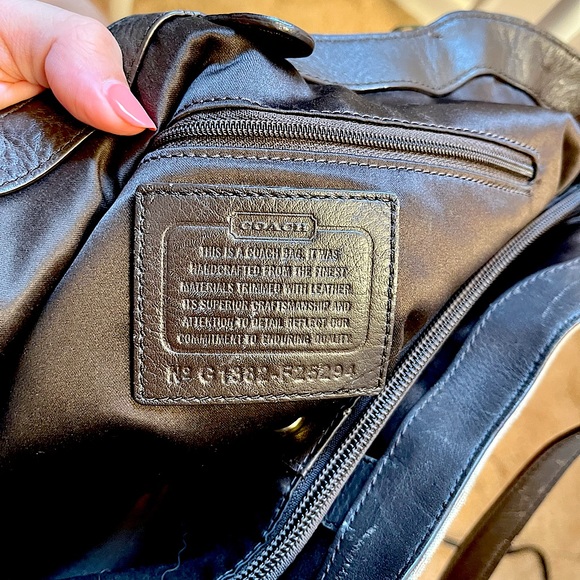 COACH LARGE SATIN & LEATHER BAG - Picture 3 of 6